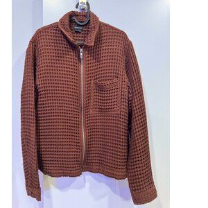 StandardCloth WaffleKnit FullZip LongSleeved Shirt (Dark Peach, Size S)